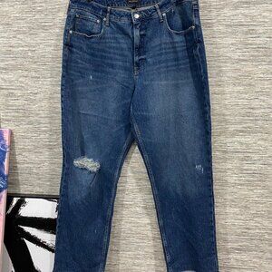 Free Assembly Womens Super High Rise Straight Jeans Size 20 Distressed Blue Deni